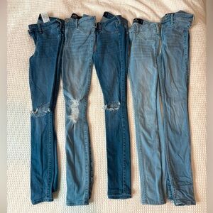Bundle of 5 Hollister skinny legging jeans 00R W23 L28 low & high rise jeggings